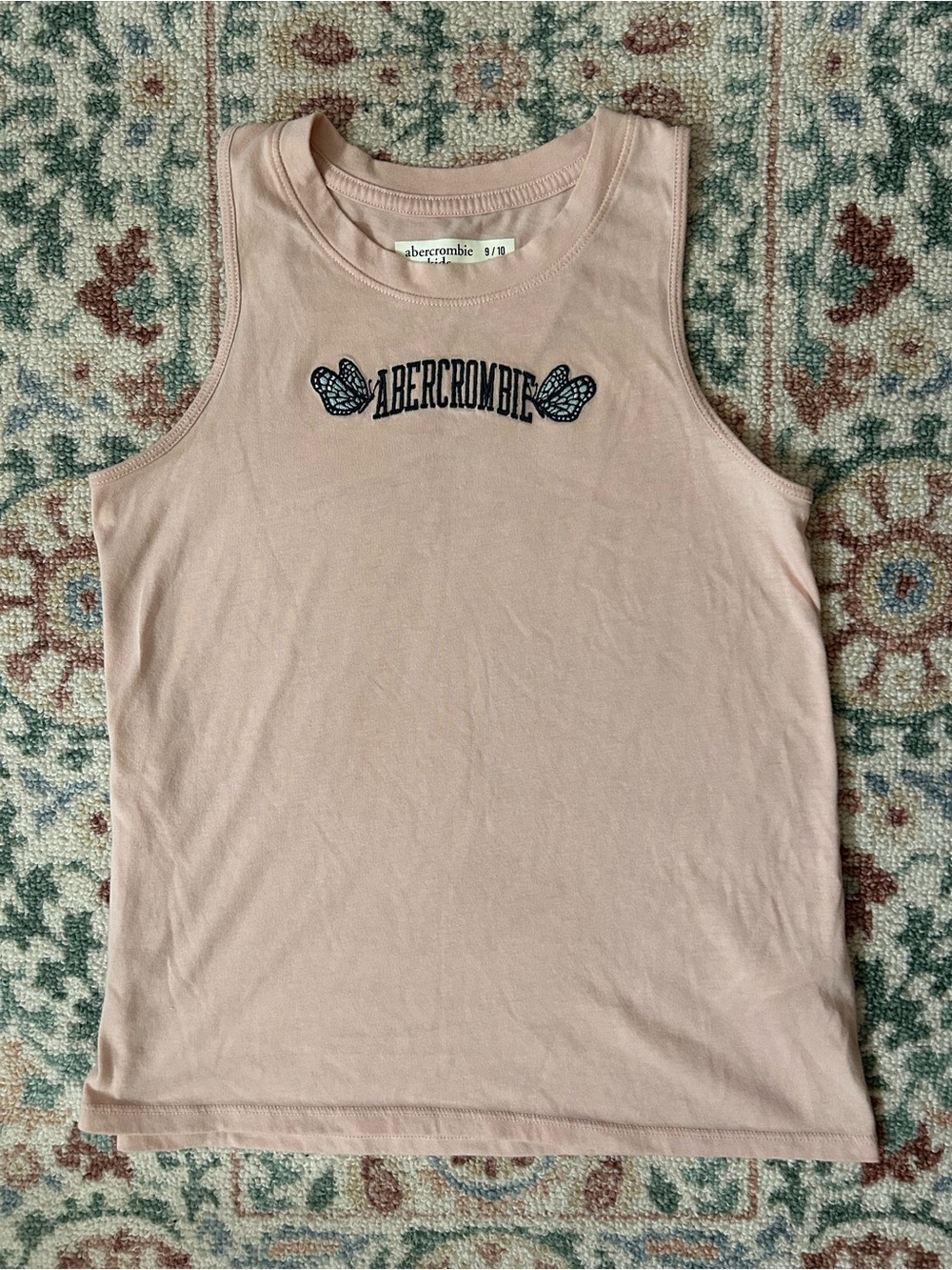 abercrombie kids Pale Pink Tank with Navy Logo & Butterfly Accents